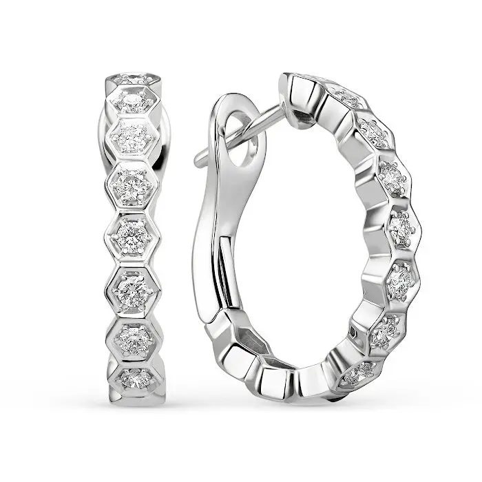 Серьги конго из белого золота