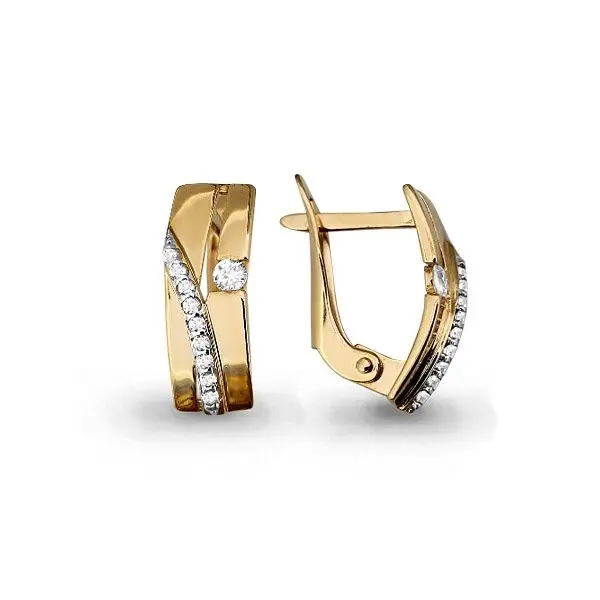 Серьги с английским замком из красного золота