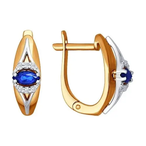 Серьги с английским замком из комбинированного золота