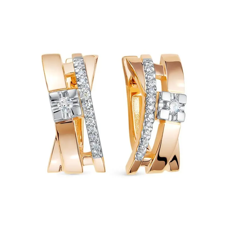 Серьги с английским замком из комбинированного золота