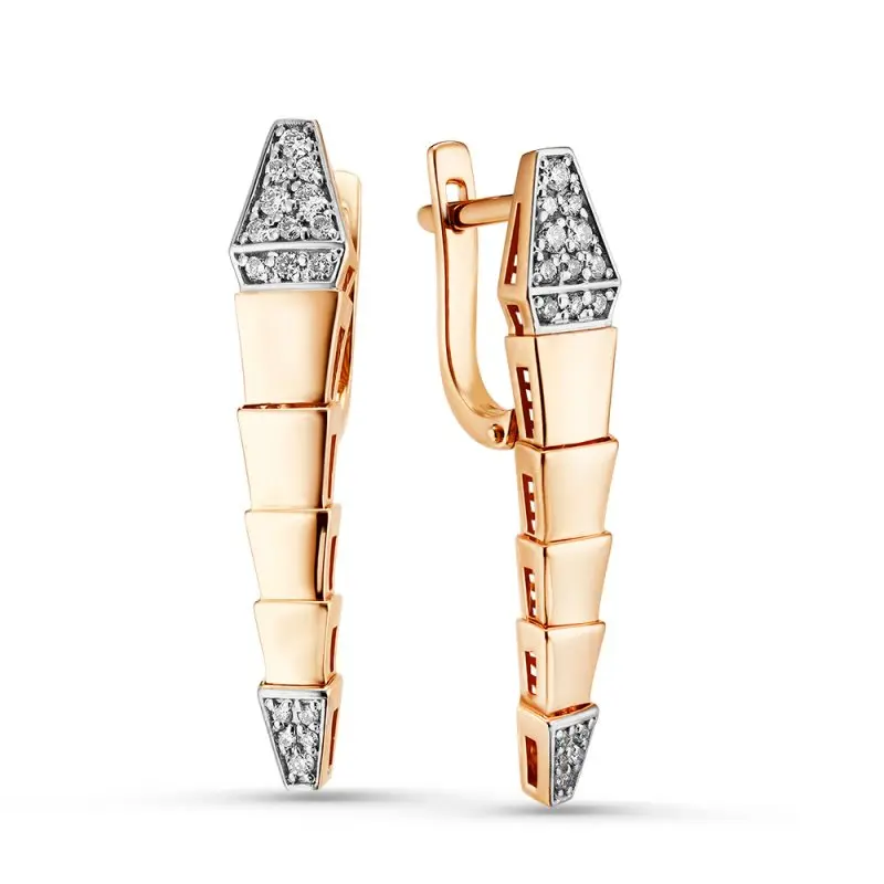 Серьги с английским замком из комбинированного золота