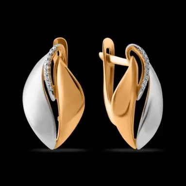 Серьги с английским замком из комбинированного золота