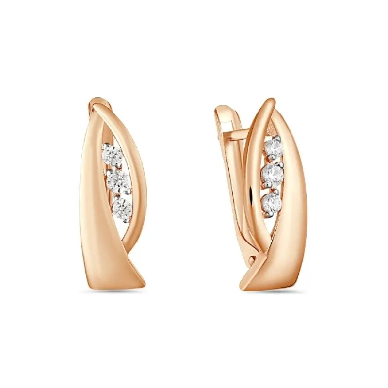 Серьги с английским замком из красного золота