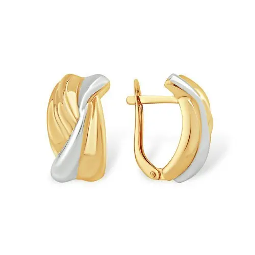 Серьги с английским замком из комбинированного золота