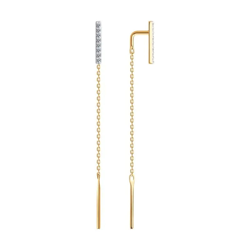 Серьги цепочки из красного золота