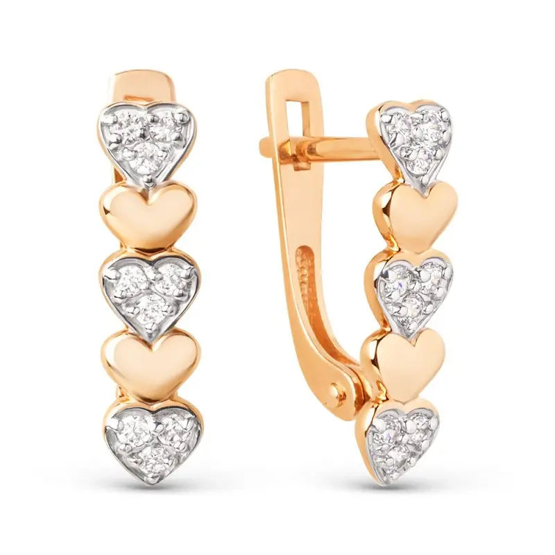 Серьги с английским замком из красного золота