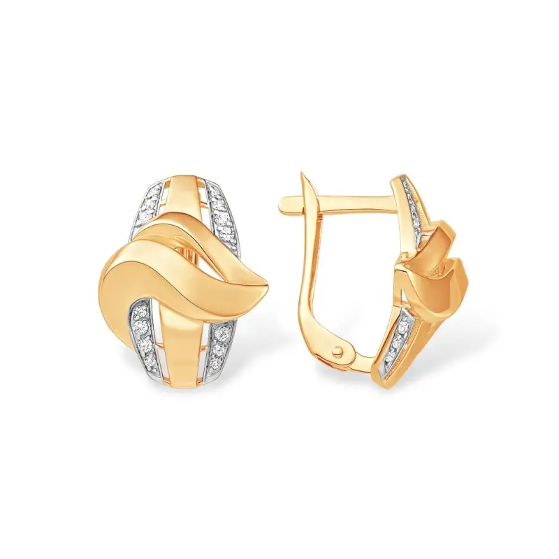 Серьги с английским замком из красного золота