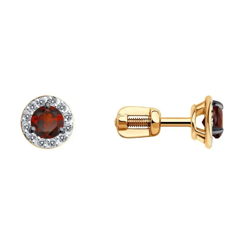 Серьги пуссеты из красного золота