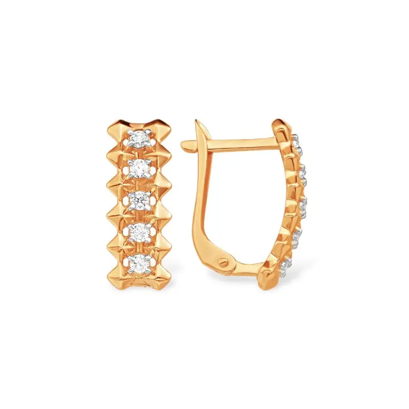 Серьги с английским замком из красного золота