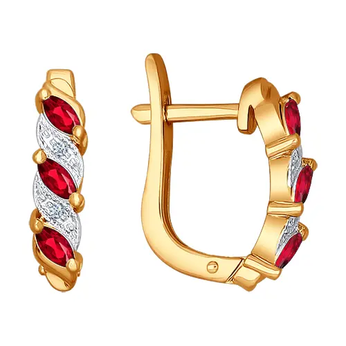 Серьги с английским замком из красного золота