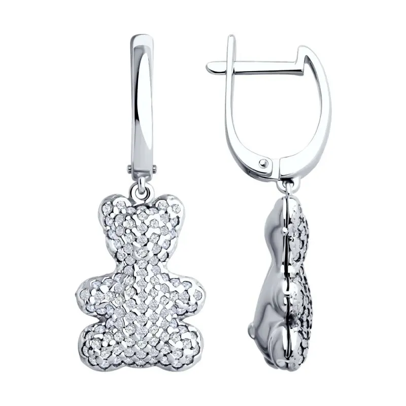 Серьги подвесные из серебра