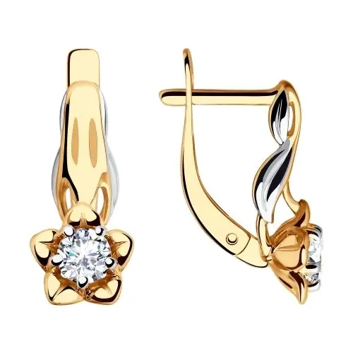 Серьги с английским замком из комбинированного золота