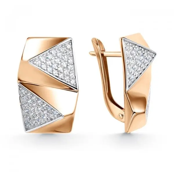 Серьги с английским замком из красного золота