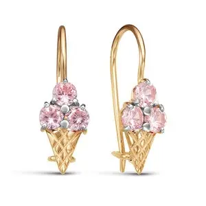 Серьги детские из красного золота