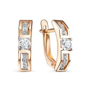 Серьги с английским замком из комбинированного золота