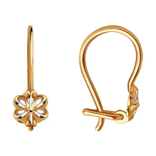 Серьги детские из комбинированного золота