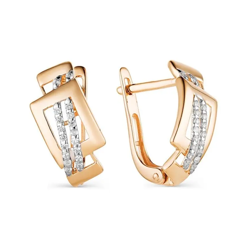 Серьги с английским замком из красного золота