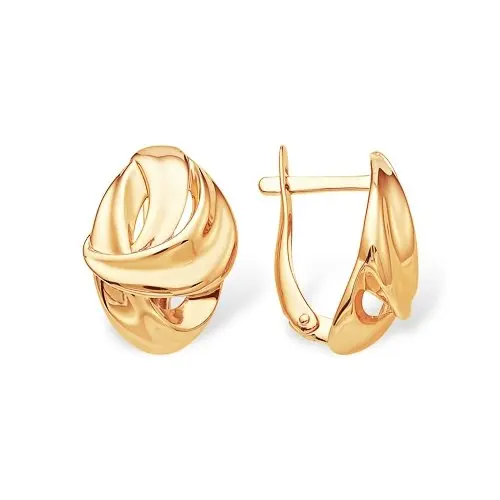 Серьги с английским замком из красного золота