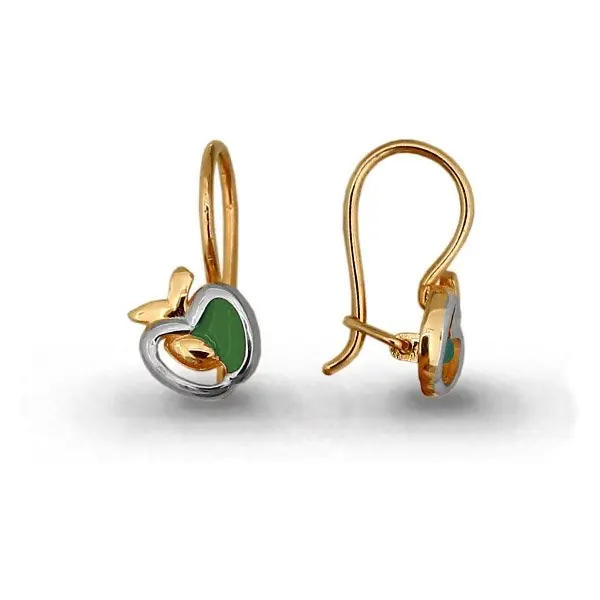 Серьги детские из комбинированного золота
