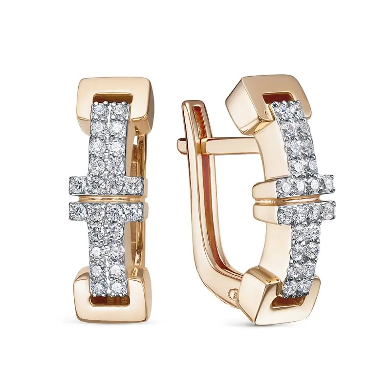 Серьги с английским замком из красного золота