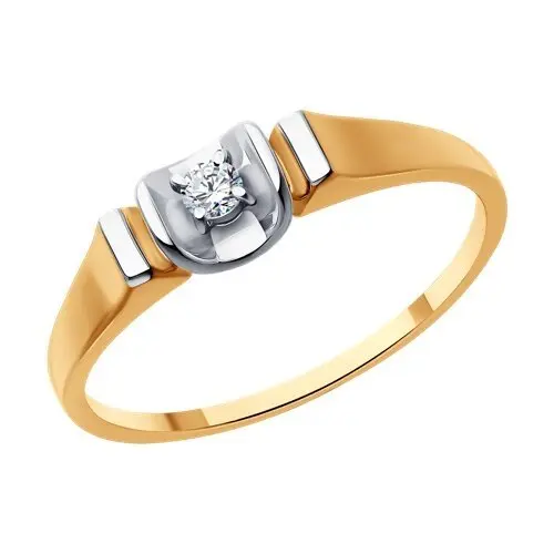 Кольцо помолвочное из комбинированного золота