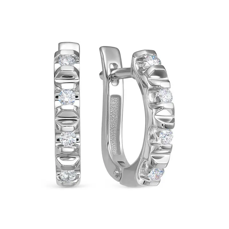 Серьги с английским замком из белого золота