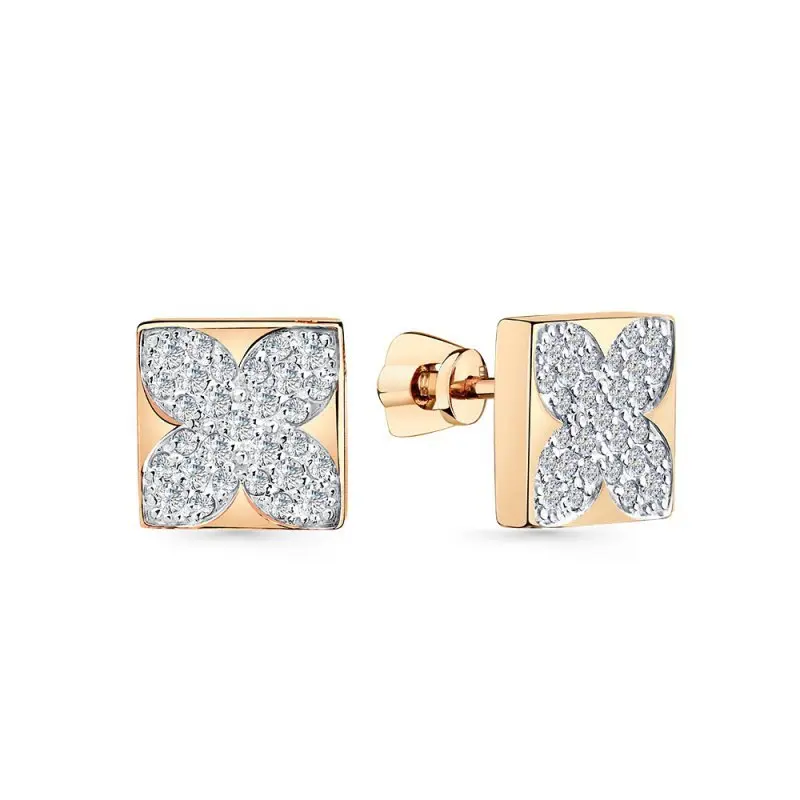 Серьги пуссеты из красного золота