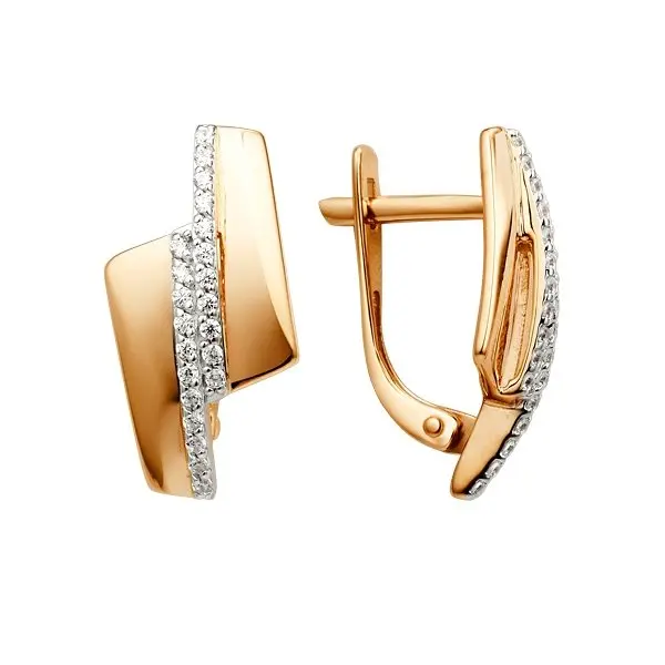 Серьги с английским замком из красного золота