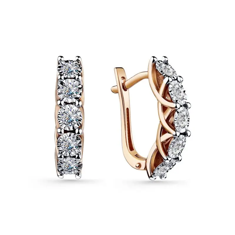 Серьги с английским замком из красного золота