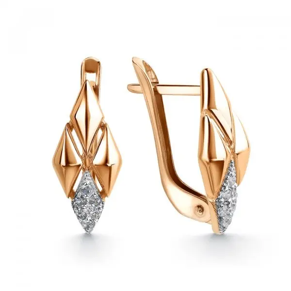 Серьги с английским замком из красного золота