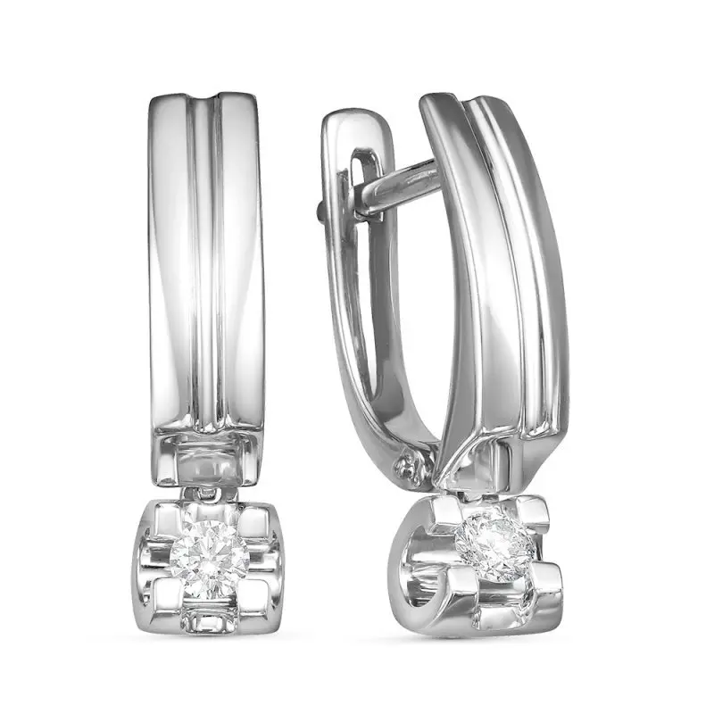 Серьги с английским замком из белого золота