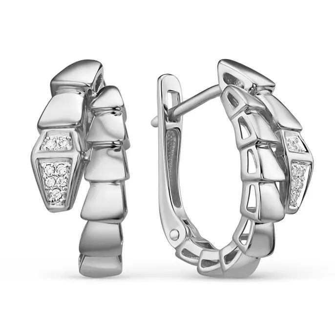 Серьги с английским замком из белого золота