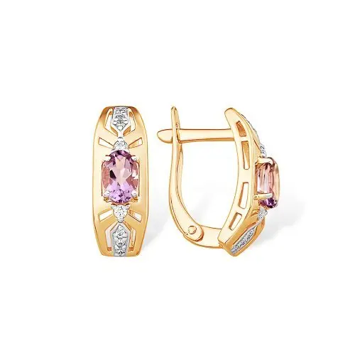 Серьги с английским замком из красного золота