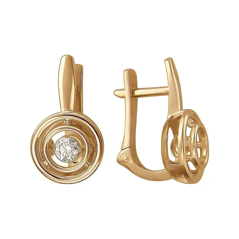 Серьги с английским замком из красного золота