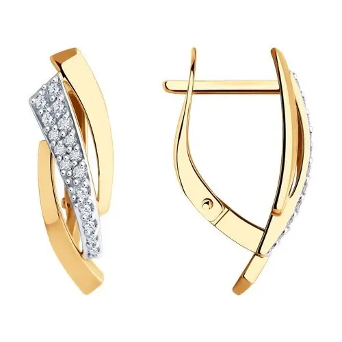 Серьги с английским замком из комбинированного золота