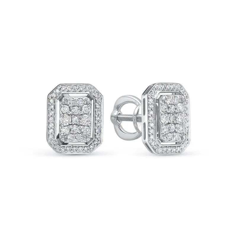 Серьги пуссеты из белого золота