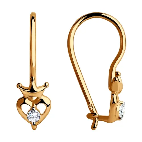Серьги детские из красного золота
