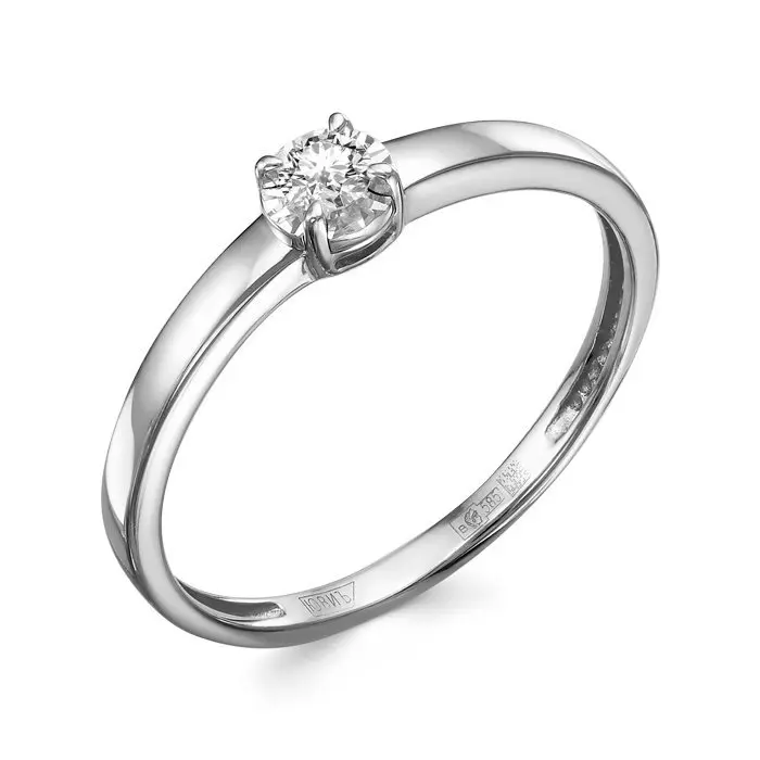 Кольцо помолвочное из белого золота