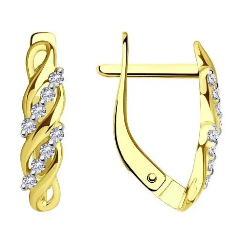 Серьги с английским замком из желтого золота