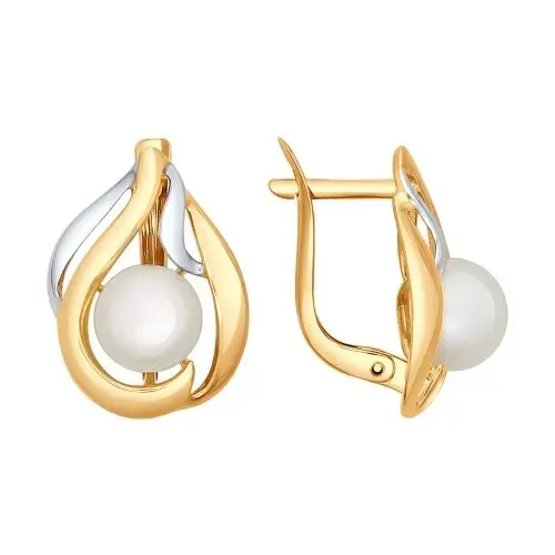 Серьги с английским замком из комбинированного золота