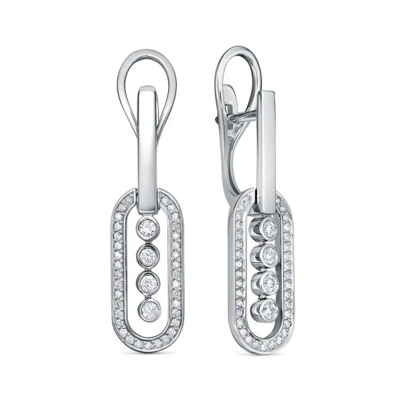 Серьги цепочки из белого золота