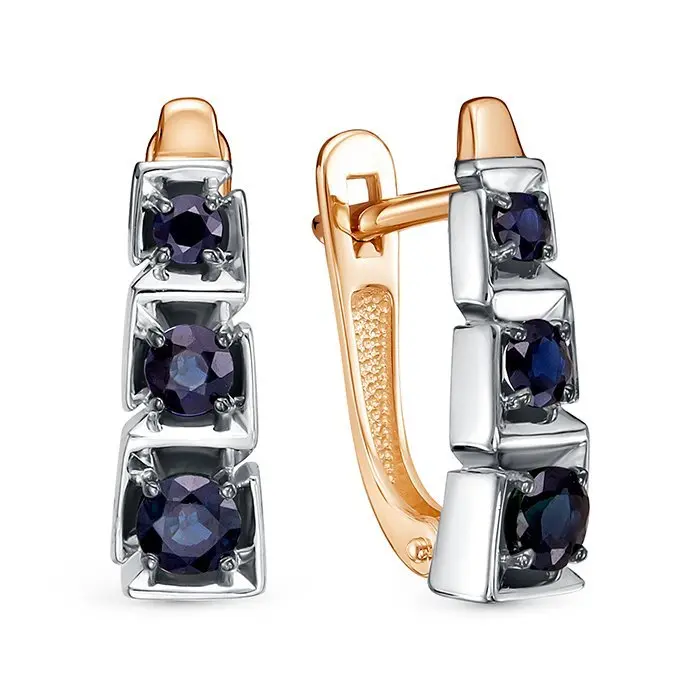 Серьги с английским замком из комбинированного золота