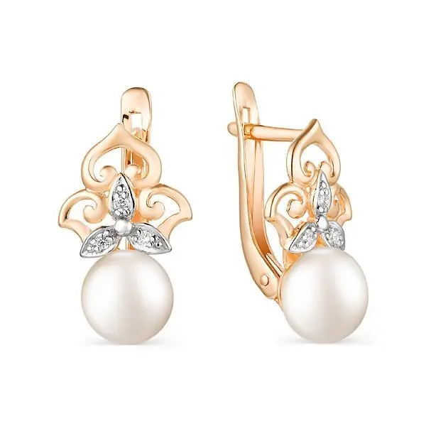 Серьги с английским замком из комбинированного золота