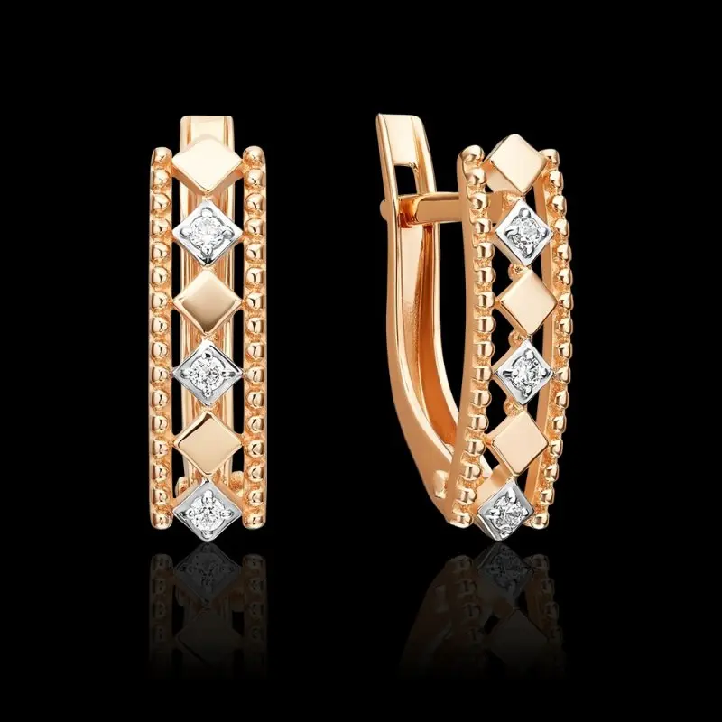 Серьги с английским замком из красного золота