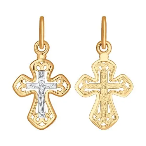 Подвеска крест из комбинированного золота