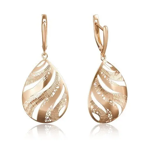 Серьги подвесные из красного золота