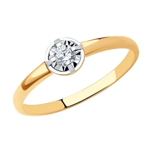 Кольцо помолвочное из комбинированного золота