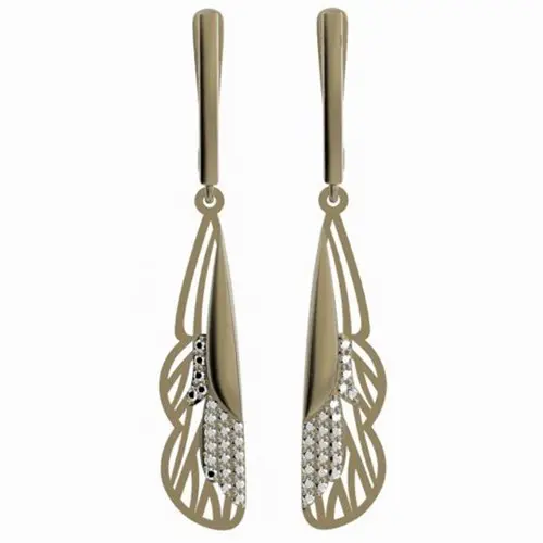 Серьги подвесные из красного золота