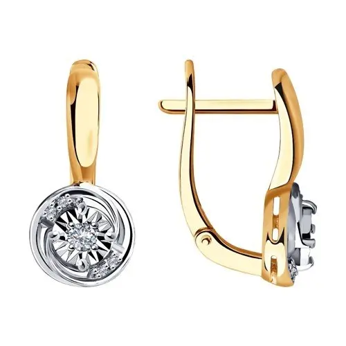 Серьги с английским замком из комбинированного золота