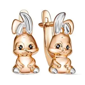 Серьги детские из комбинированного золота